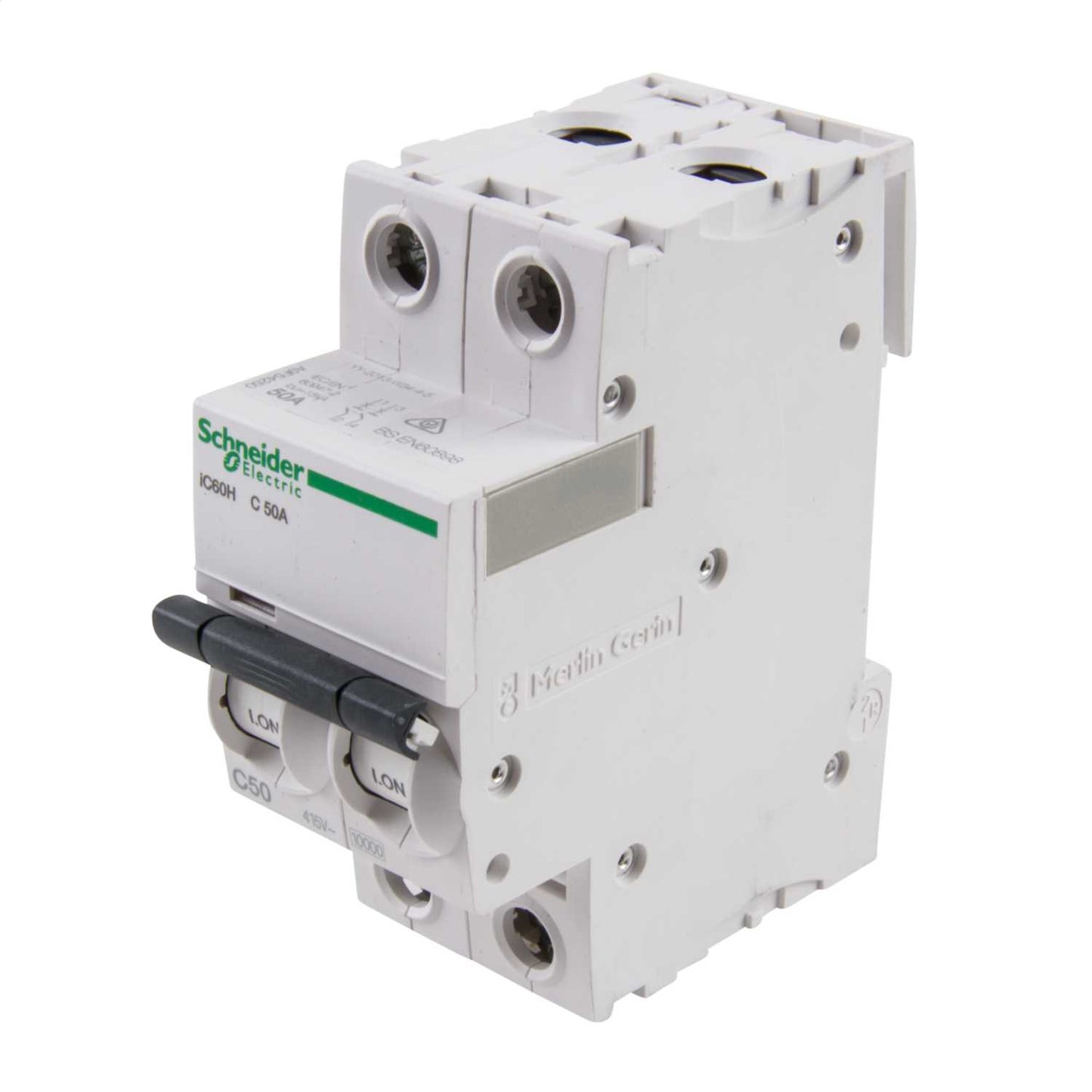 Schneider Acti9 50A Double Pole 10kA C Curve MCB