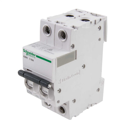 Schneider Acti9 50A Double Pole 10kA C Curve MCB