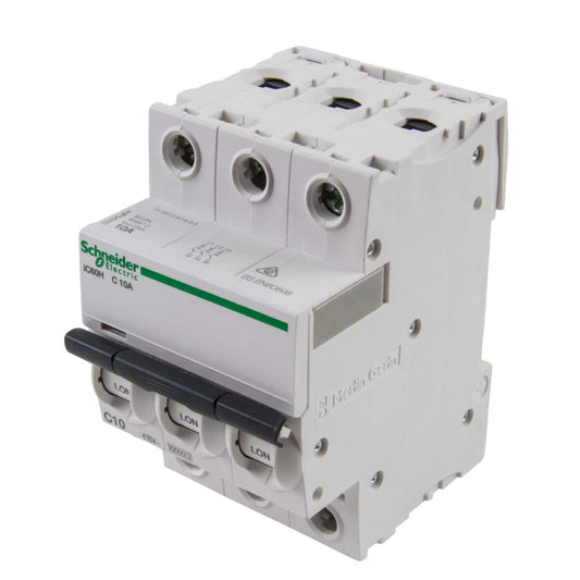 Schneider Acti9 10A Triple Pole 10kA C Curve MCB
