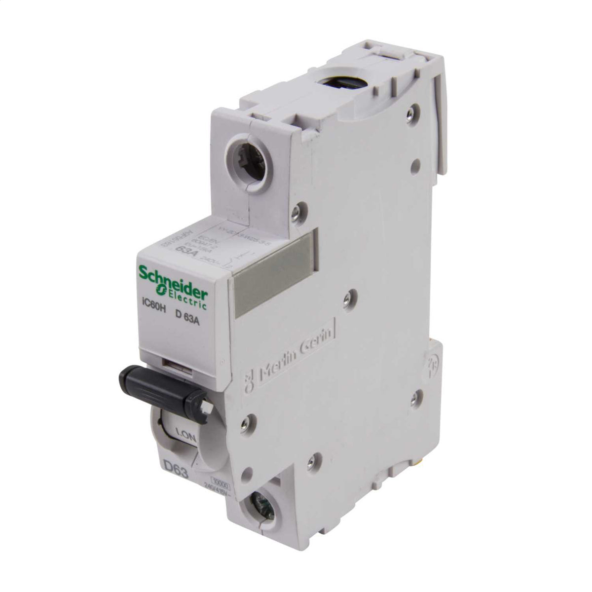 Schneider Acti9 63A Single Pole 10kA D Curve MCB