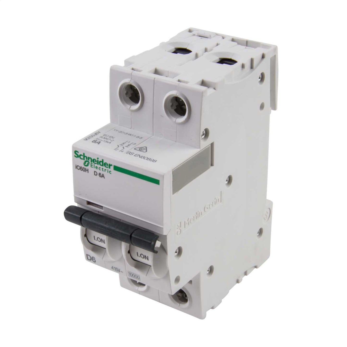 Schneider Acti9 6A Double Pole 10kA D Curve MCB
