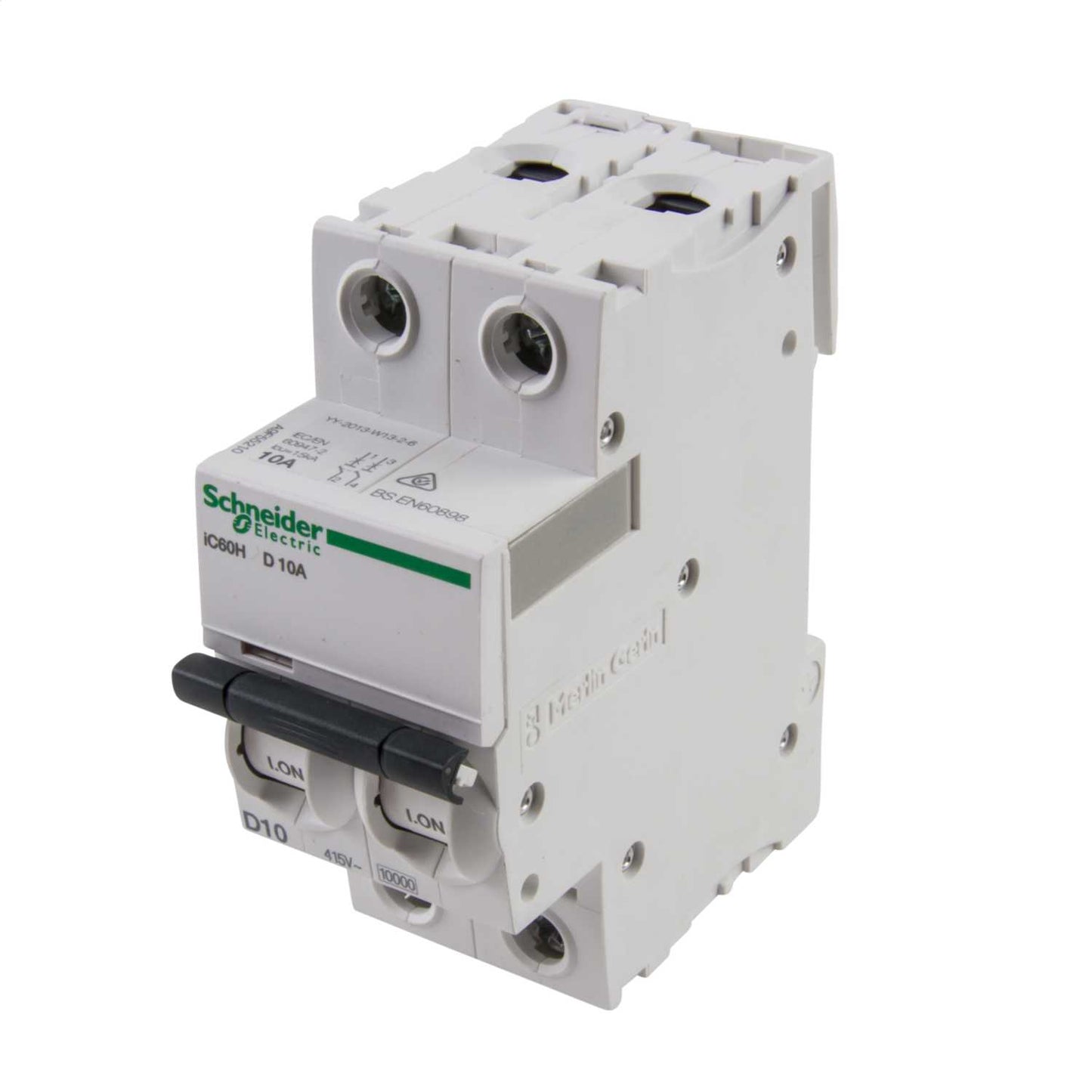 Schneider Acti9 10A Double Pole 10kA D Curve MCB