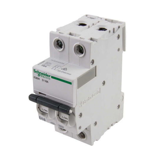 Schneider Acti9 16A Double Pole 10kA D Curve MCB