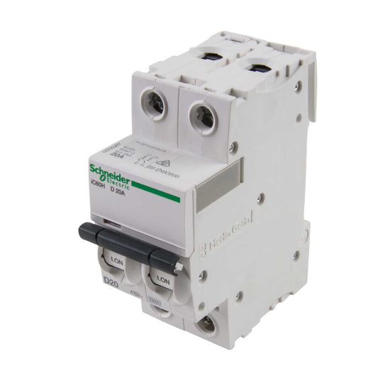 Schneider Acti9 20A Double Pole 10kA D Curve MCB