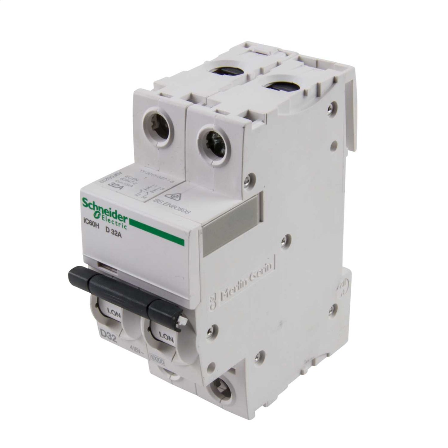 Schneider Acti9 32A Double Pole 10kA D Curve MCB