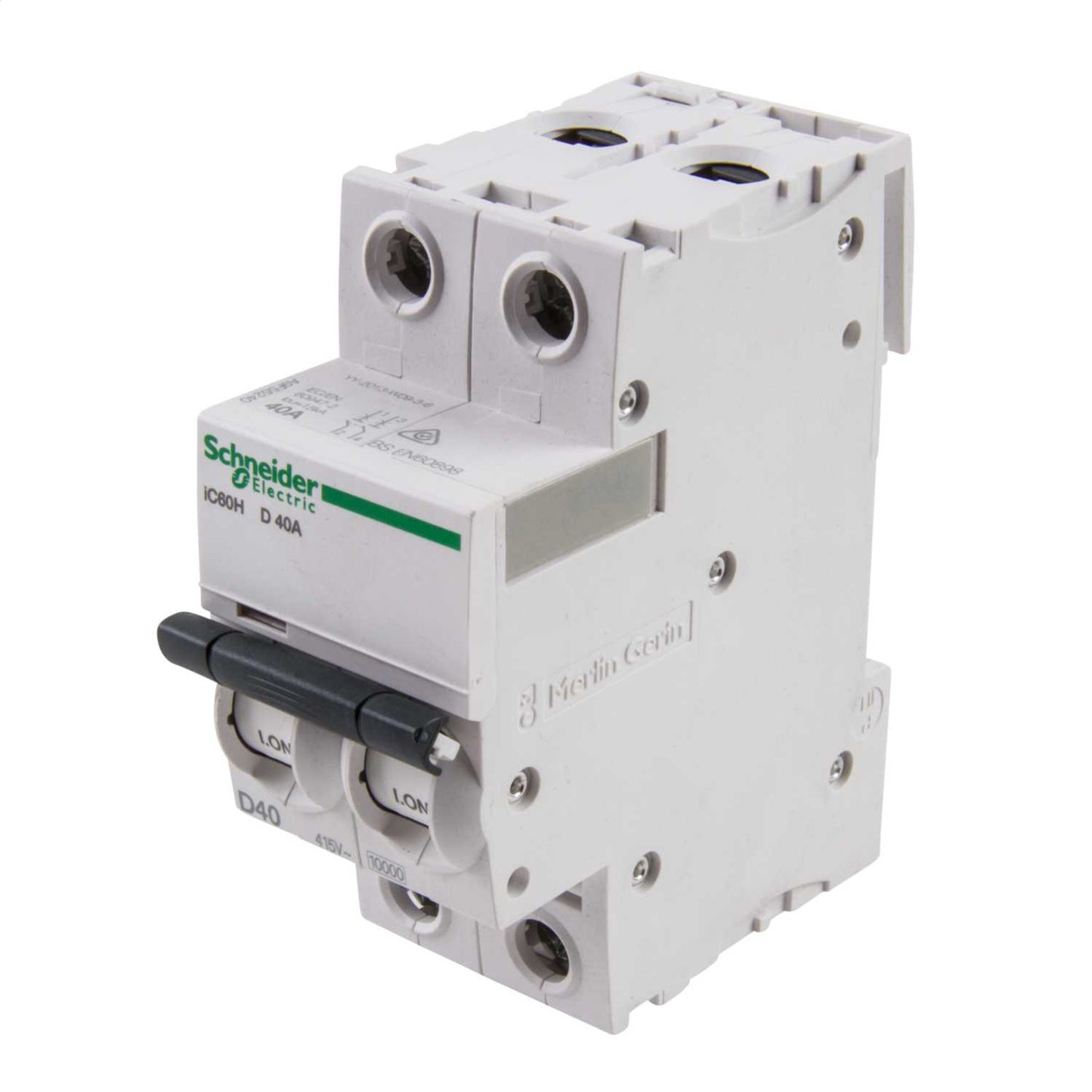 Schneider Acti9 40A Double Pole 10kA D Curve MCB
