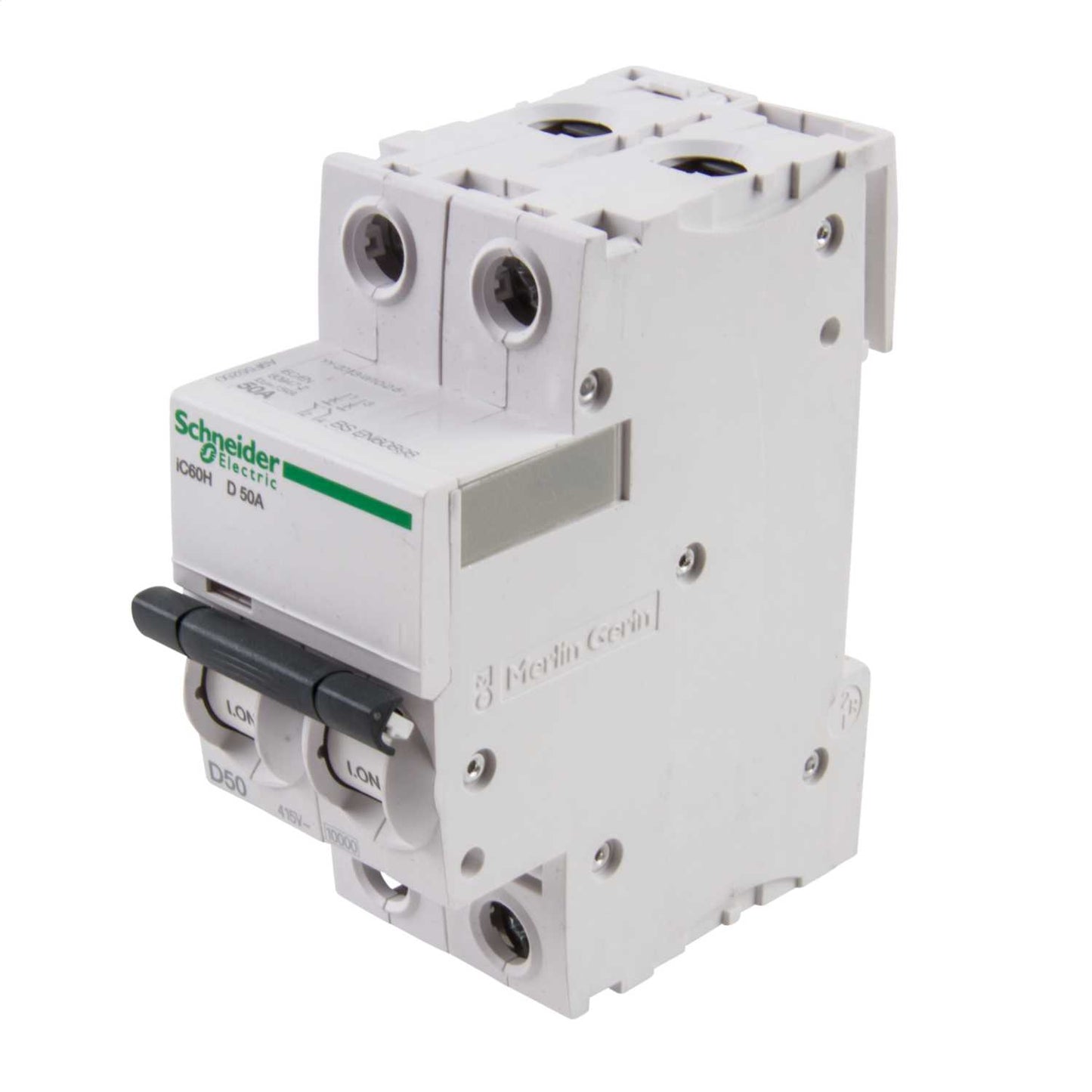 Schneider Acti9 50A Double Pole 10kA D Curve MCB
