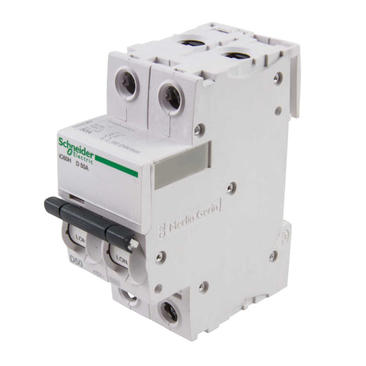 Schneider Acti9 50A Double Pole 10kA D Curve MCB