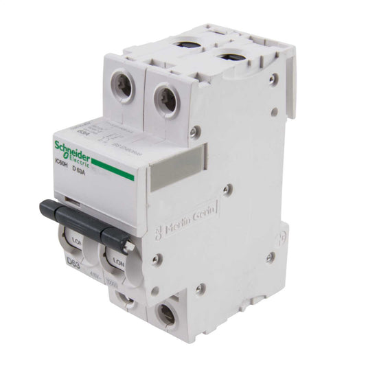 Schneider Acti9 63A Double Pole 10kA D Curve MCB