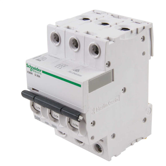 Schneider Acti9 25A Triple Pole 10kA D Curve MCB
