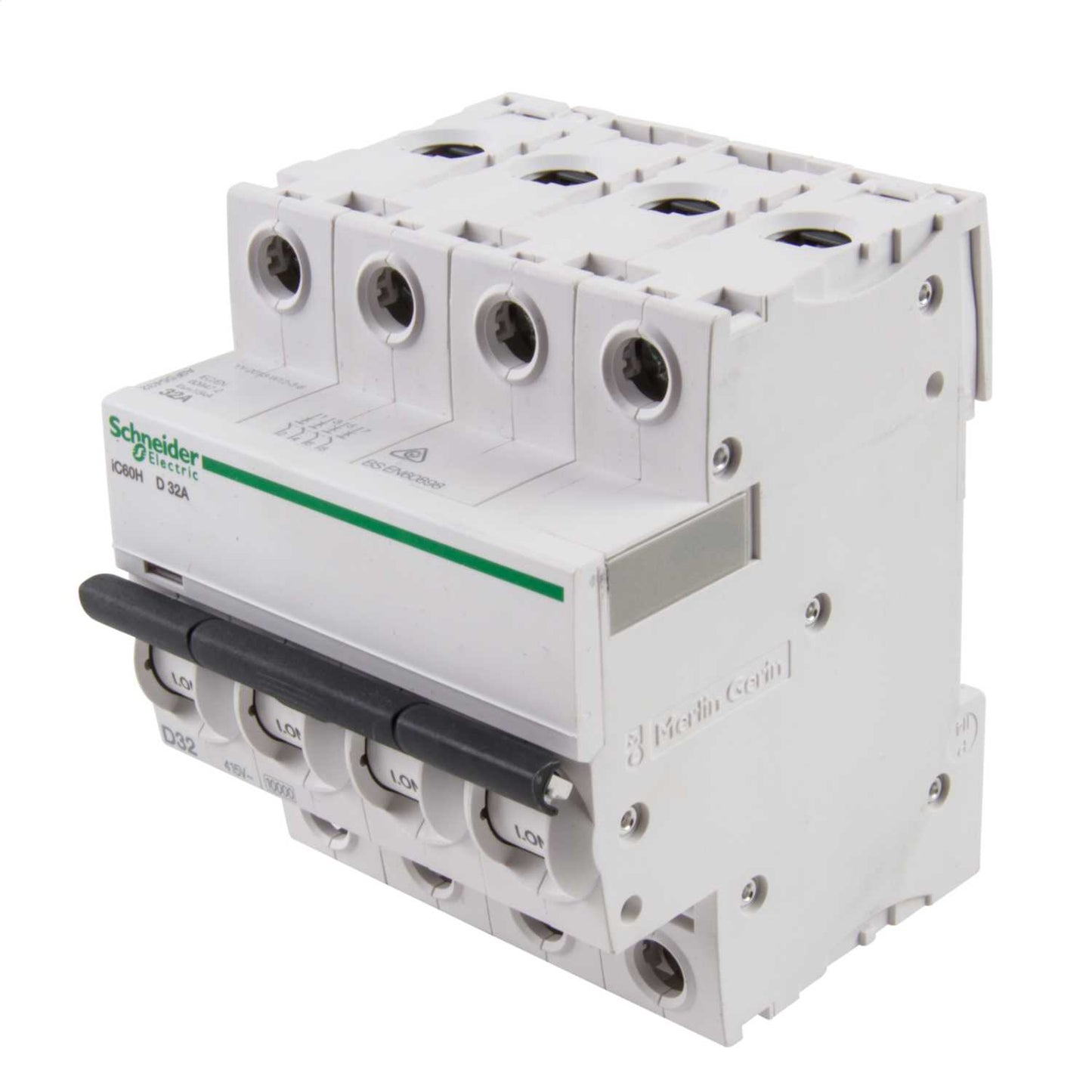 Schneider Acti9 32A Four Pole 10kA D Curve MCB
