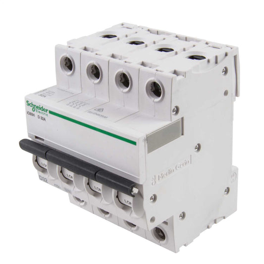 Schneider Acti9 32A Four Pole 10kA D Curve MCB