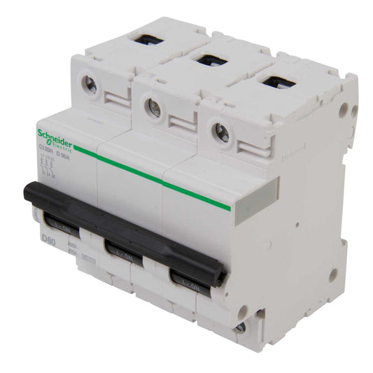 Schneider Acti9 80A Triple Pole 15kA D Curve MCB