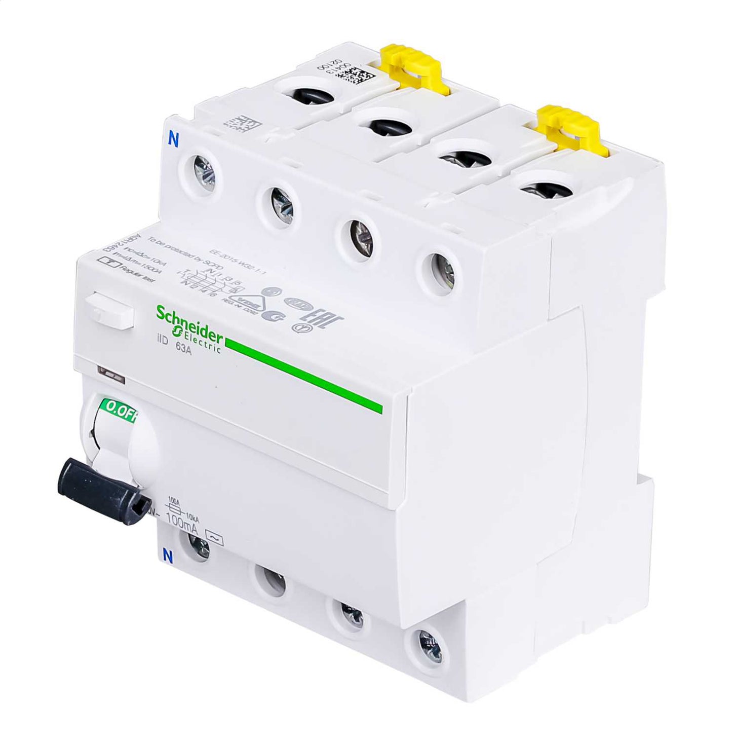 Schneider Acti9 63A 4 Pole 100mA Type AC RCD