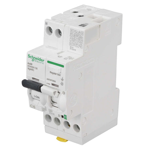 Schneider Acti9 6A 1P+N 2 Module C Curve 10kA 30mA Type A Afdd Combined Rcbo