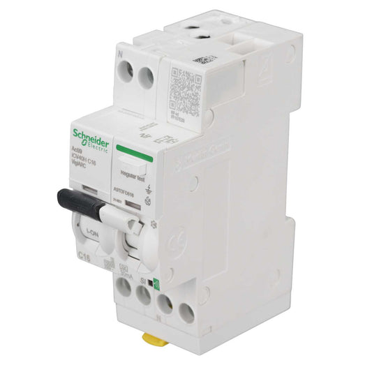 Schneider Acti9 16A 1P+N 2 Module C Curve 10kA 30mA Type A Afdd Combined Rcbo