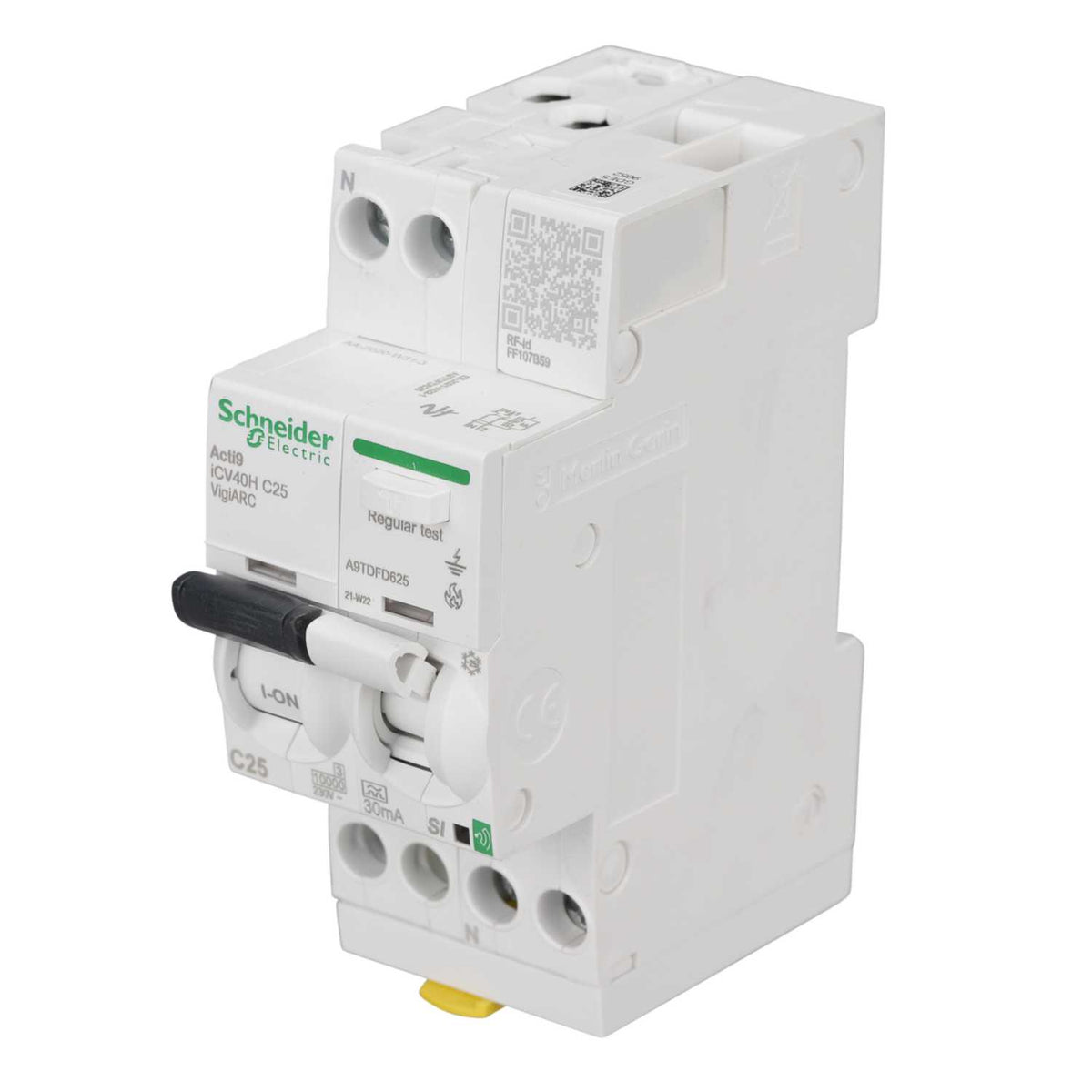Schneider Acti9 25A 1P+N 2 Module C Curve 10kA 30mA Type A Afdd Combined Rcbo