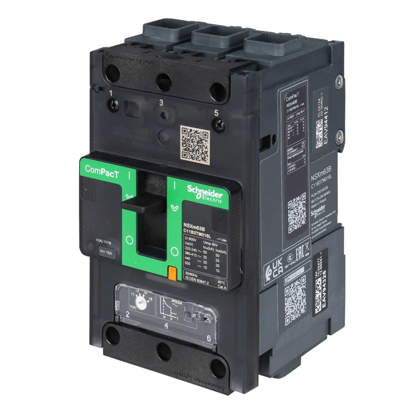 Schneider Merlin Powerpact4 16A Triple Pole 25kA ComPacT NSXm TMD Trip Mccb