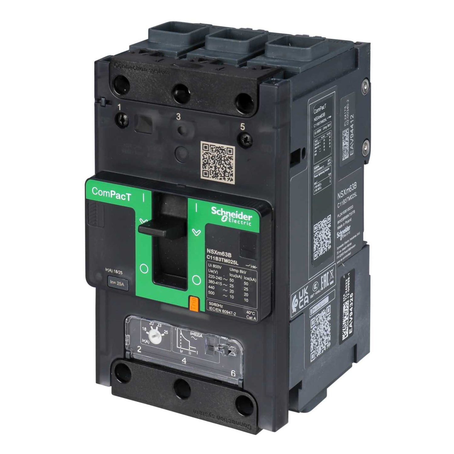 Schneider Merlin Powerpact4 25A Triple Pole 25kA ComPacT NSXm TMD Trip Mccb