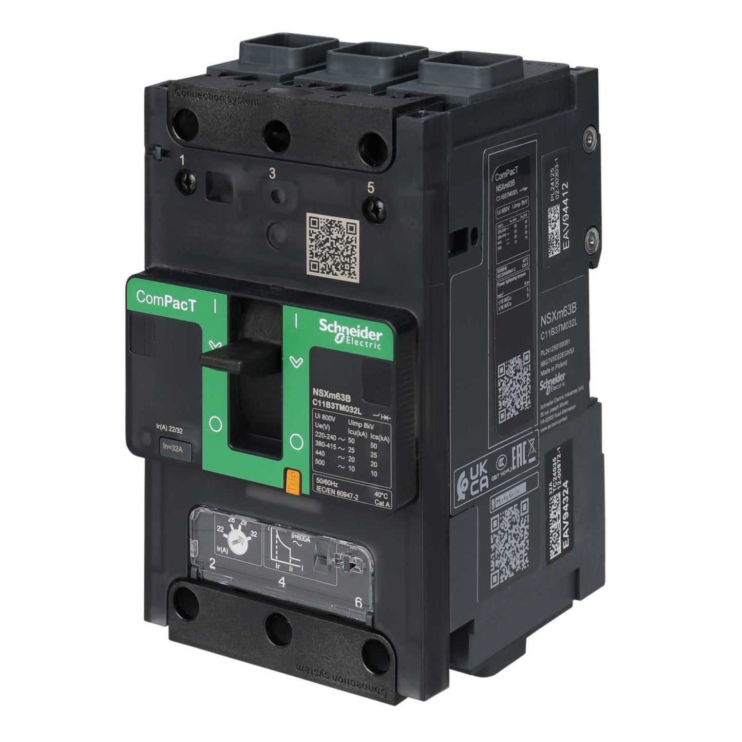 Schneider Merlin Powerpact4 32A Triple Pole 25kA ComPacT NSXm TMD Trip Mccb