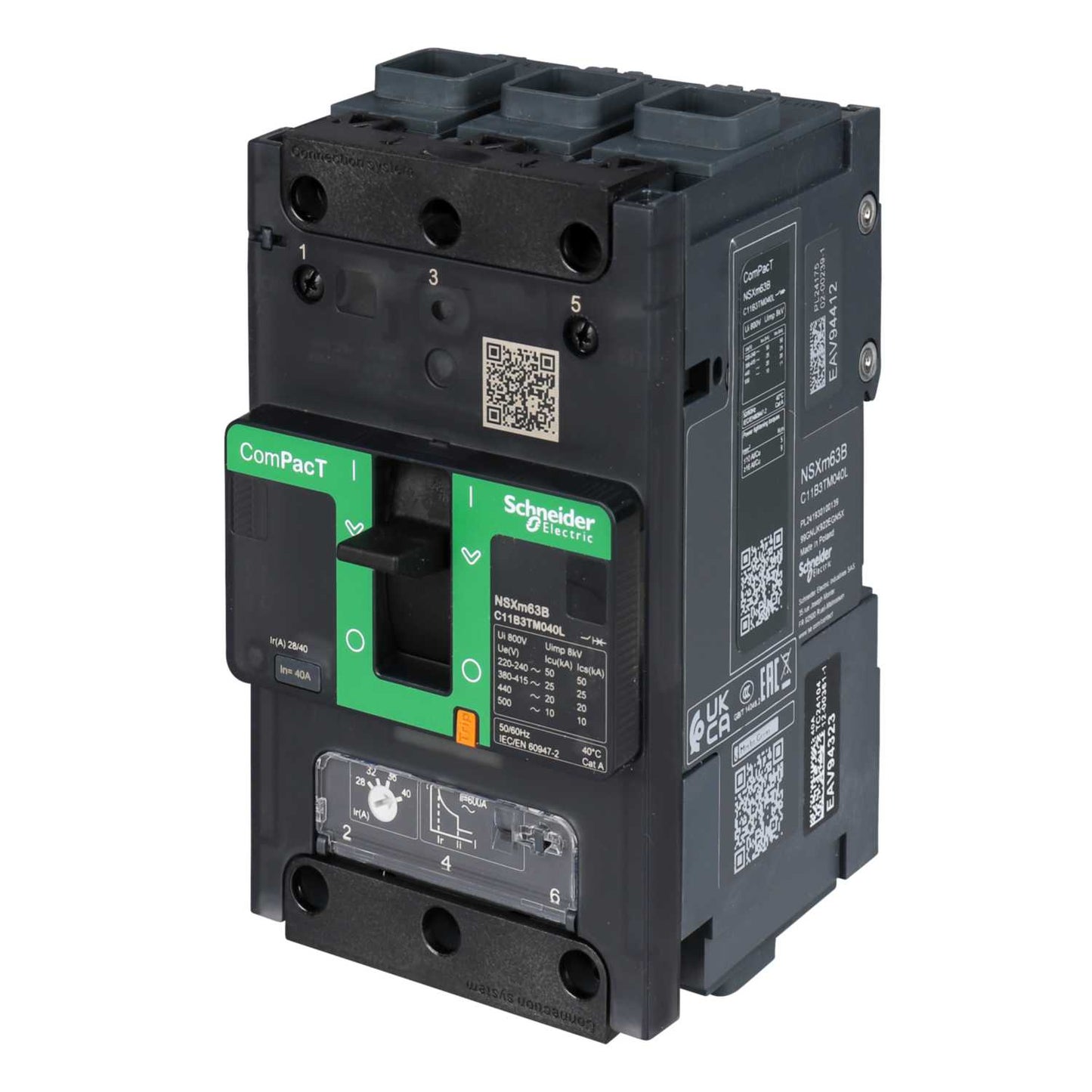 Schneider Merlin Powerpact4 40A Triple Pole 25kA ComPacT NSXm TMD Trip Mccb