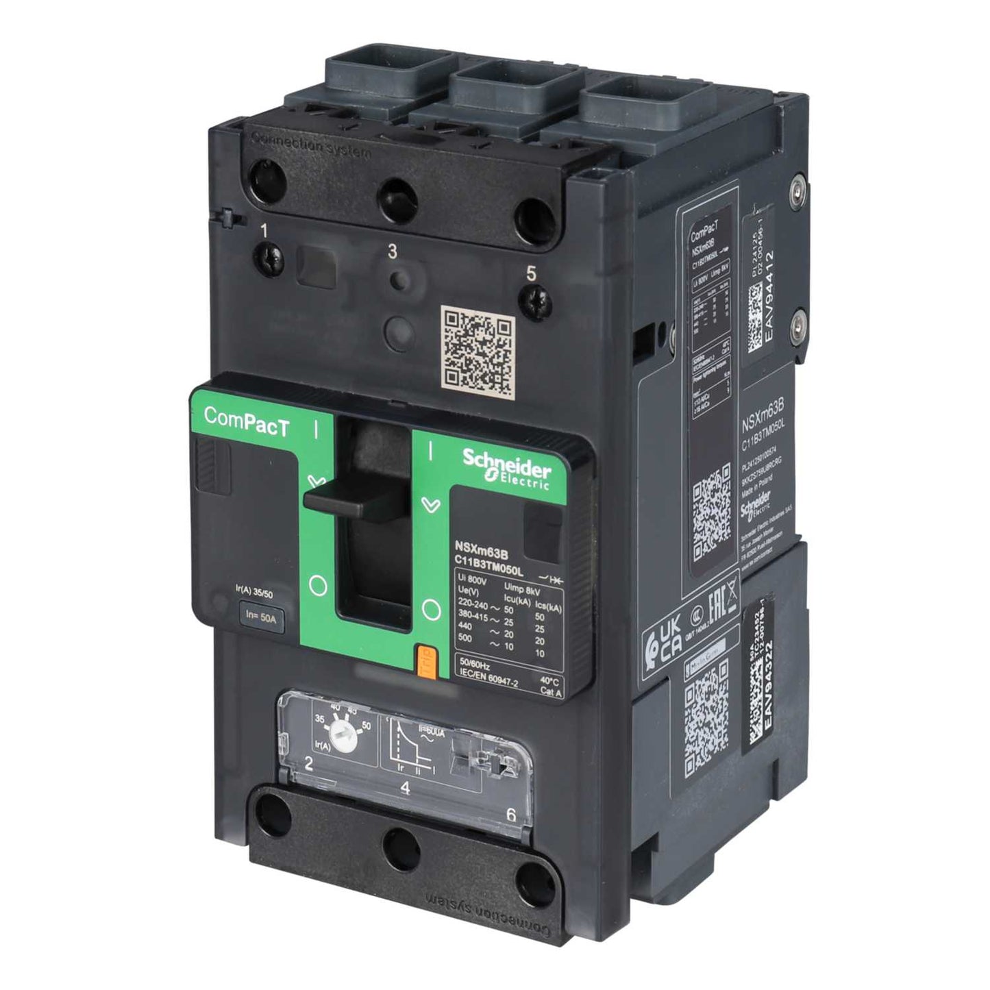 Schneider Merlin Powerpact4 50A Triple Pole 25kA ComPacT NSXm TMD Trip Mccb