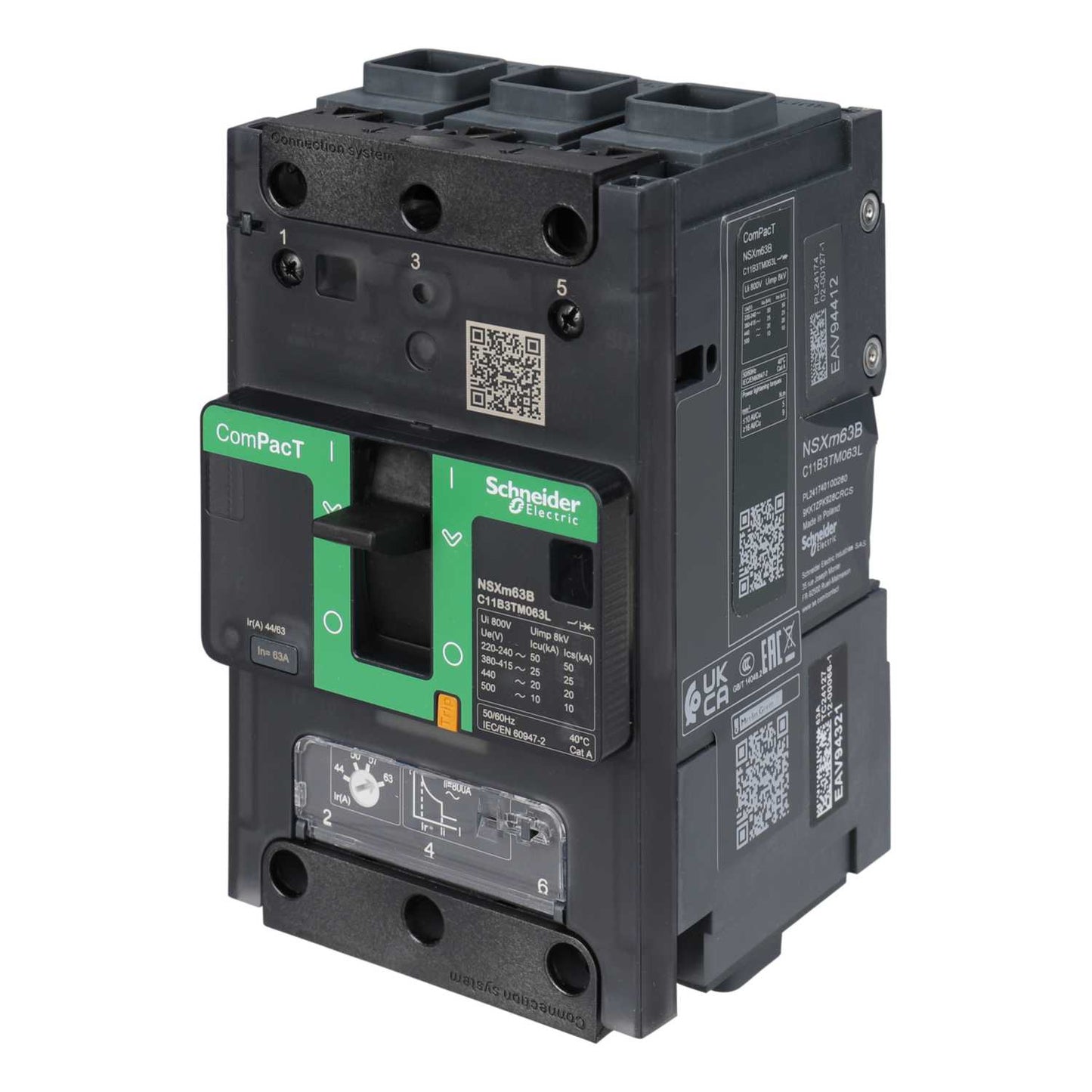Schneider Merlin Powerpact4 63A Triple Pole 25kA ComPacT NSXm TMD Trip Mccb