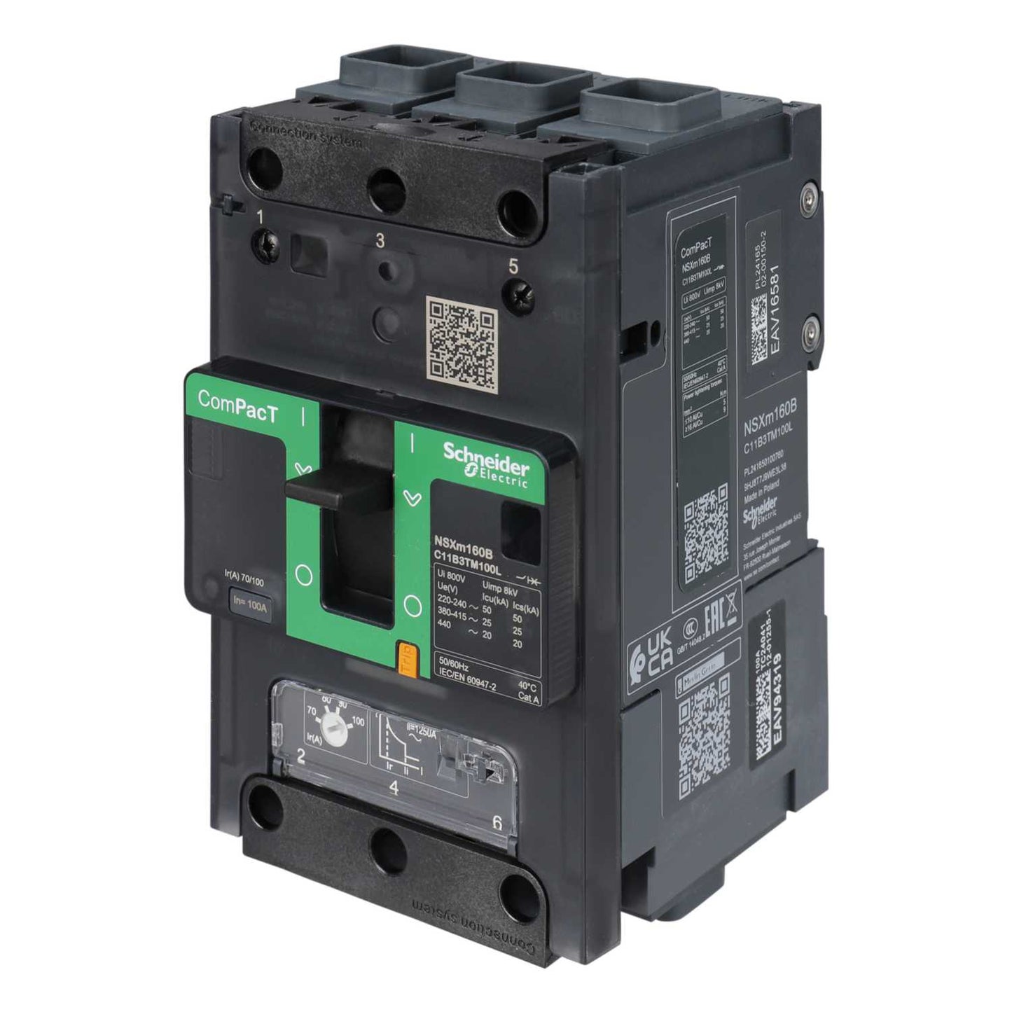 Schneider Merlin Powerpact4 100A Triple Pole 25kA ComPacT NSXm TMD Trip Mccb