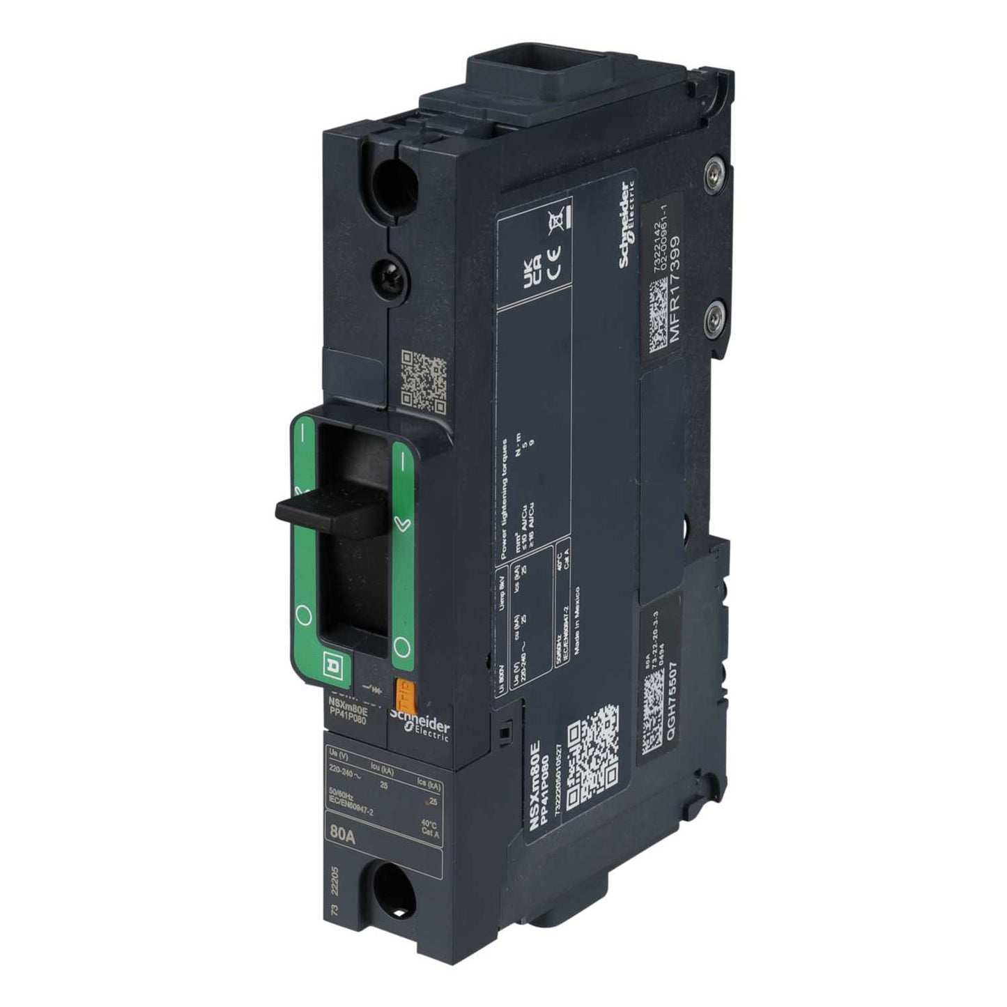 Schneider Merlin Powerpact4 80A Single Pole 35kA ComPact NSXm TMD Trip Mccb