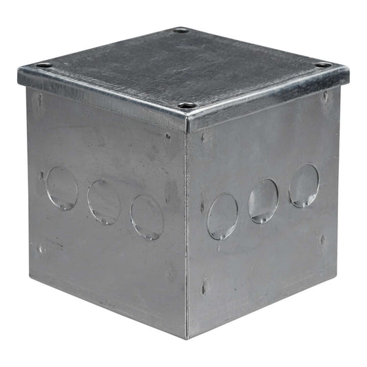 Metpro 100mm x 100mm x 100mm Galvanised Adaptable Box with Knockouts