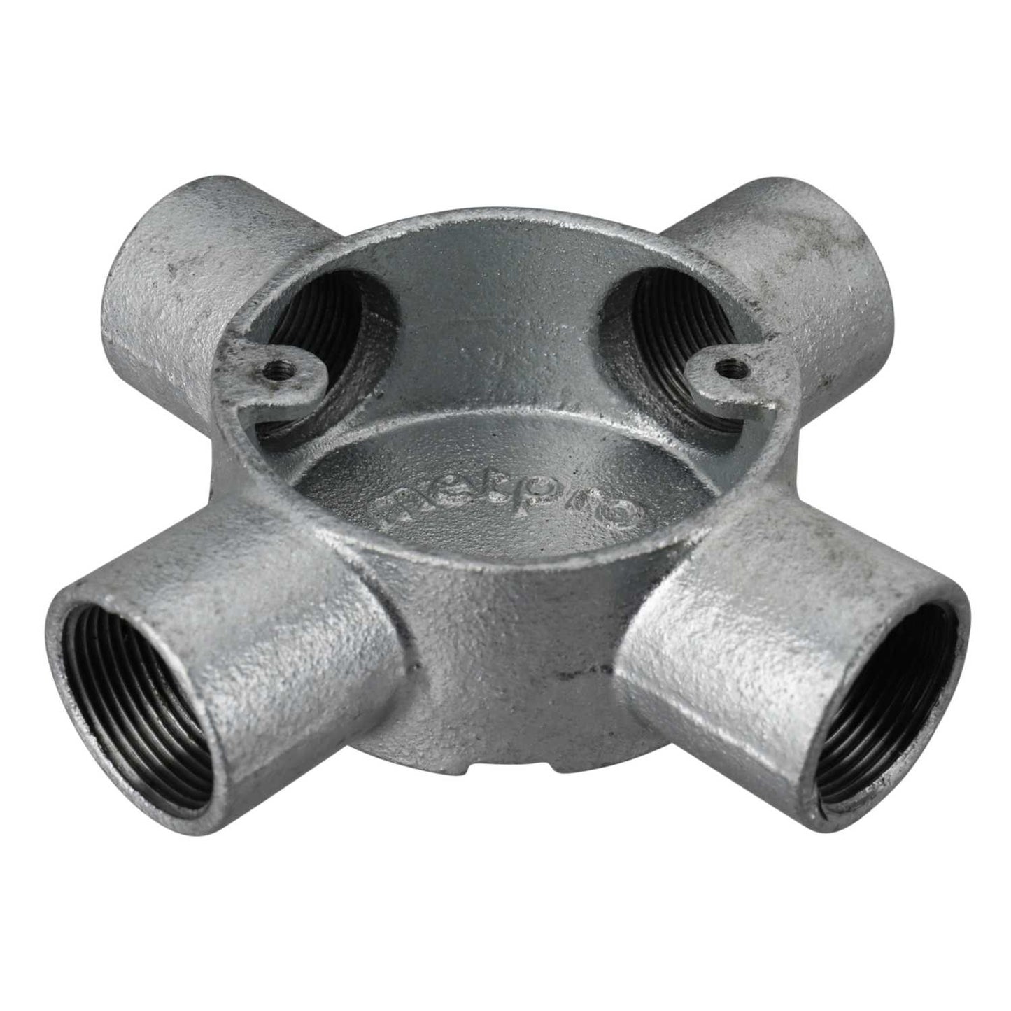 25mm 4 Way Intersection Galvanised Conduit Box (Sold in 1's)