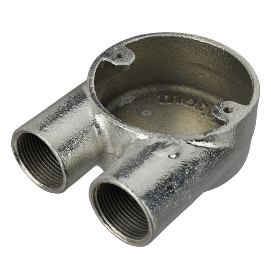 25mm 2 Way U Galvanised Conduit Box (Sold in 1's)