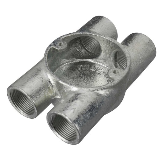 25mm 4 Way H Through Galvanised Conduit Box (Sold in 1's)