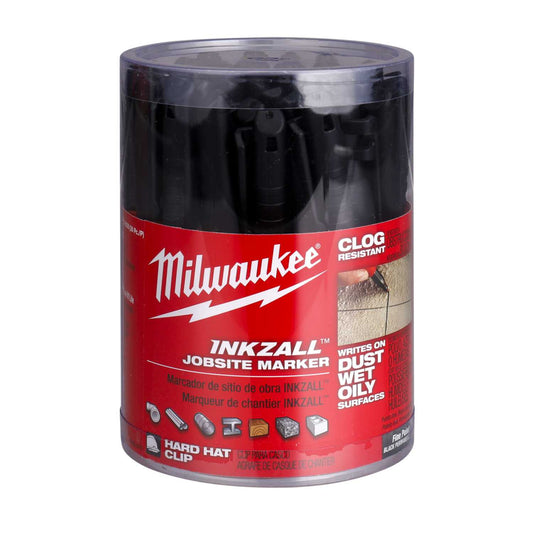 Milwaukee Inkzall Fine Point Jobsite Marker Black (Pack of 36)