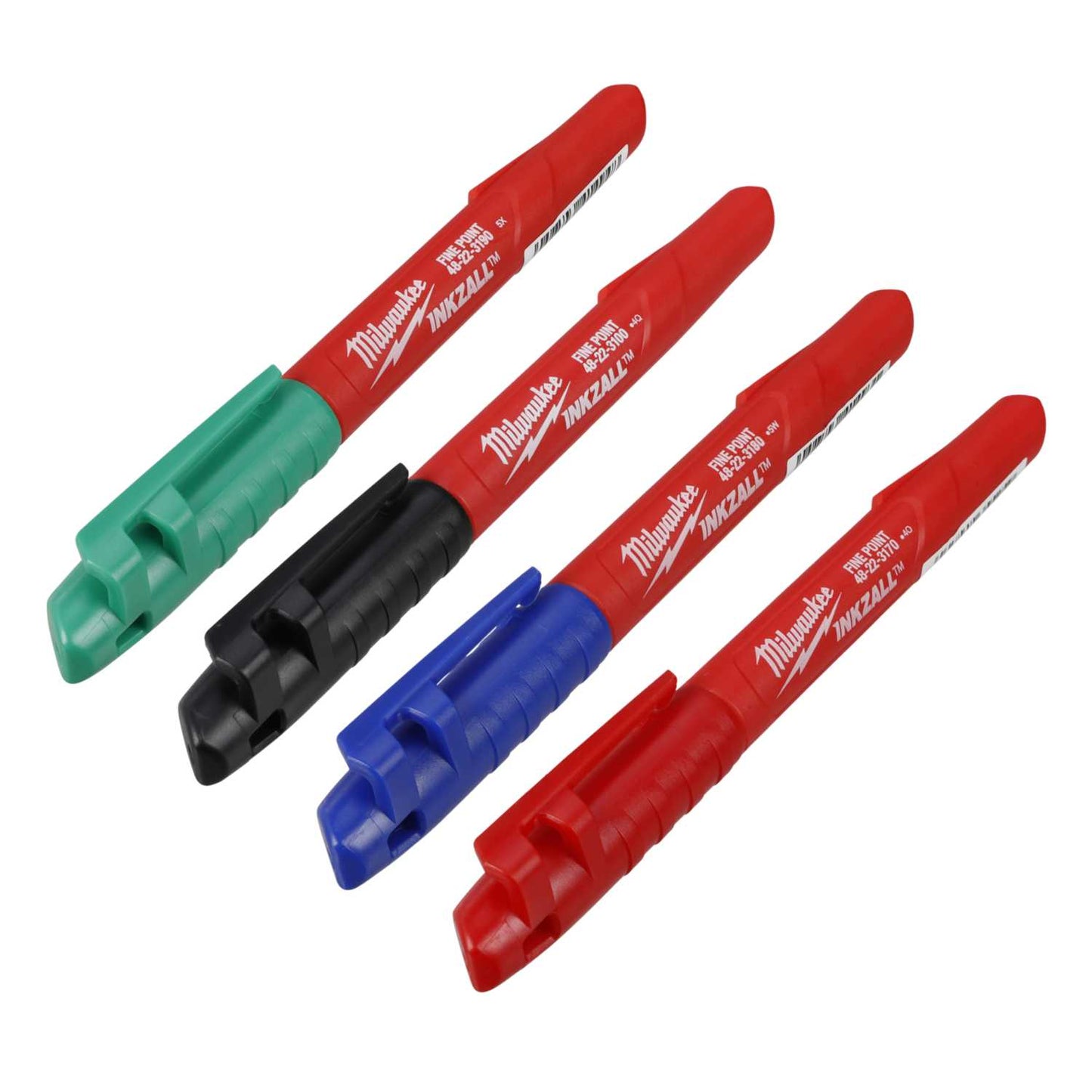 Milwaukee Inkzall Fine Point Jobsite Marker Mixed Colour (Pack of 4)