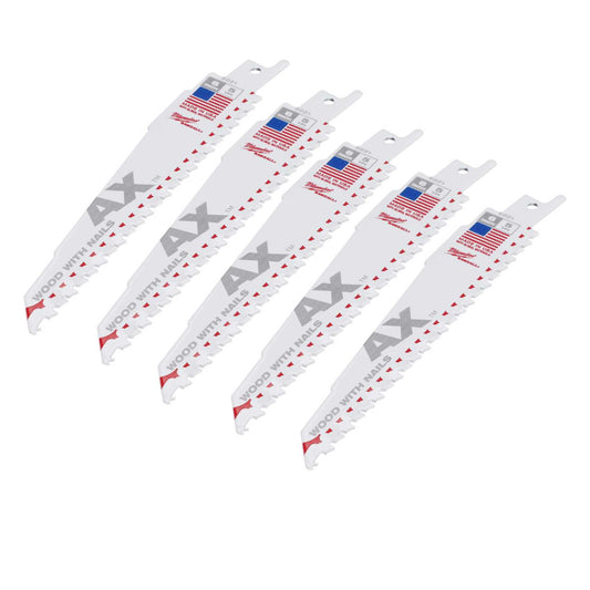 Milwaukee 150mm 5TPi Wood with Nails Demolition Saw Blade (Pack of 5)