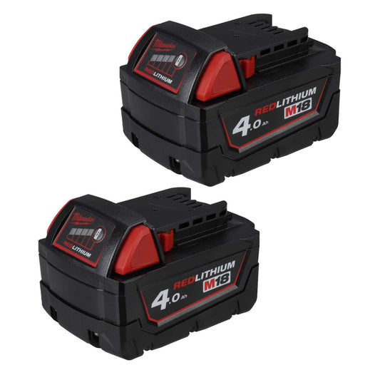 Milwaukee M18B4 18V M18™ 4.0Ah Red Lithium-Ion Battery (Pack of 2)