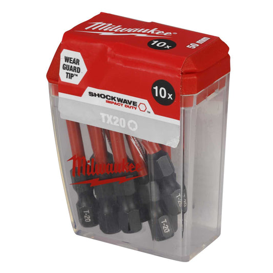 Milwaukee Shockwave™ CD Tic Tac TX20 x 50mm Impact Duty Screwdriver Bit (Pack of 10)