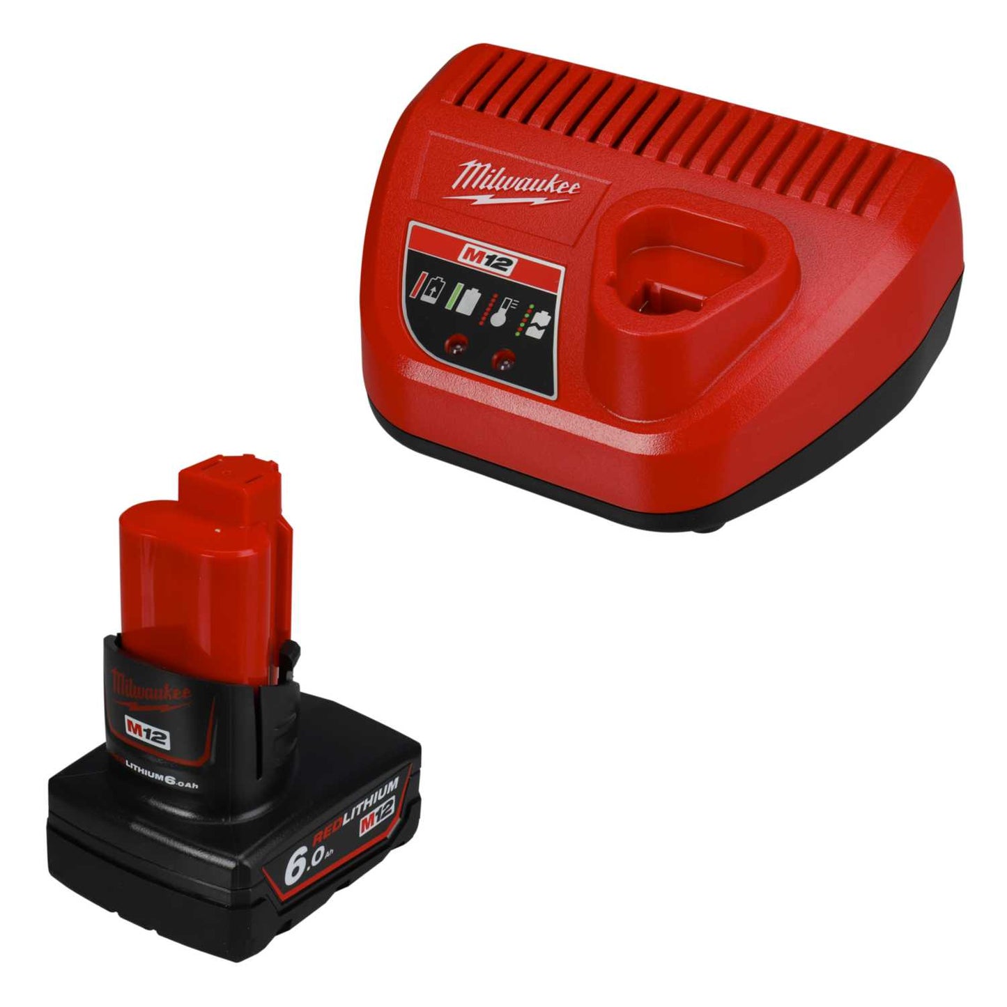 Milwaukee M12NRG-601 12V 6.0Ah Red Lithium-Ion Battery and Charger Kit