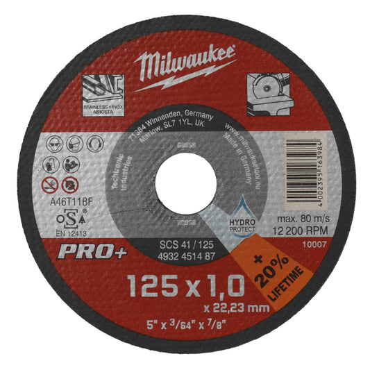 Milwaukee Thin Metal Cutting Discs Pro+ 125 x 1 x 22.23mm (Pack of