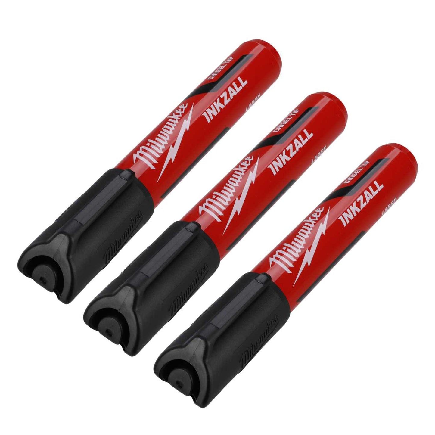 Milwaukee Inkzall Large Chisel Tip Marker Black (Pack of 3)