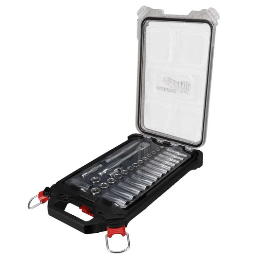 Milwaukee 32 Piece ⅜" Drive Ratchet and Metric Socket Set with Packout™ Organiser