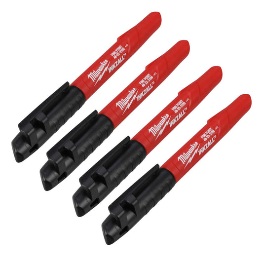 Milwaukee Inkzall Fine Point Jobsite Marker Black (Pack of 4)