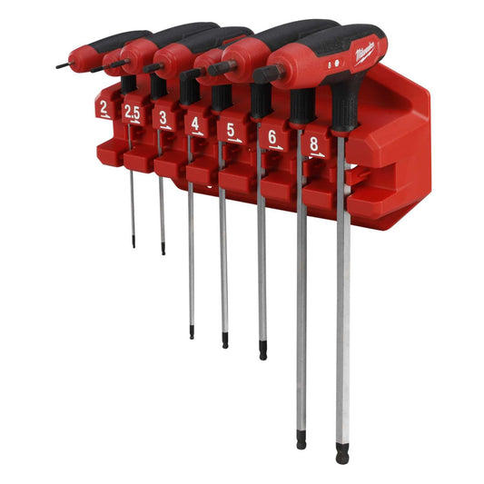 Milwaukee 7 Piece Hex Key Wrenches with Comfort Grip Set and Rack