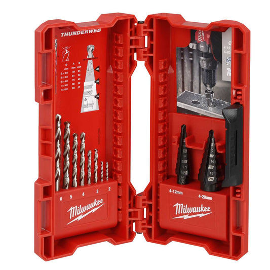 Milwaukee 10 Piece Step and Thunderweb Drill Bit Combo set