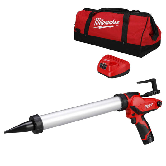 Milwaukee M12 PCG/600A-201B 12V Sub Compact Caulking Gun with 1 x 2.0Ah Battery 600ml