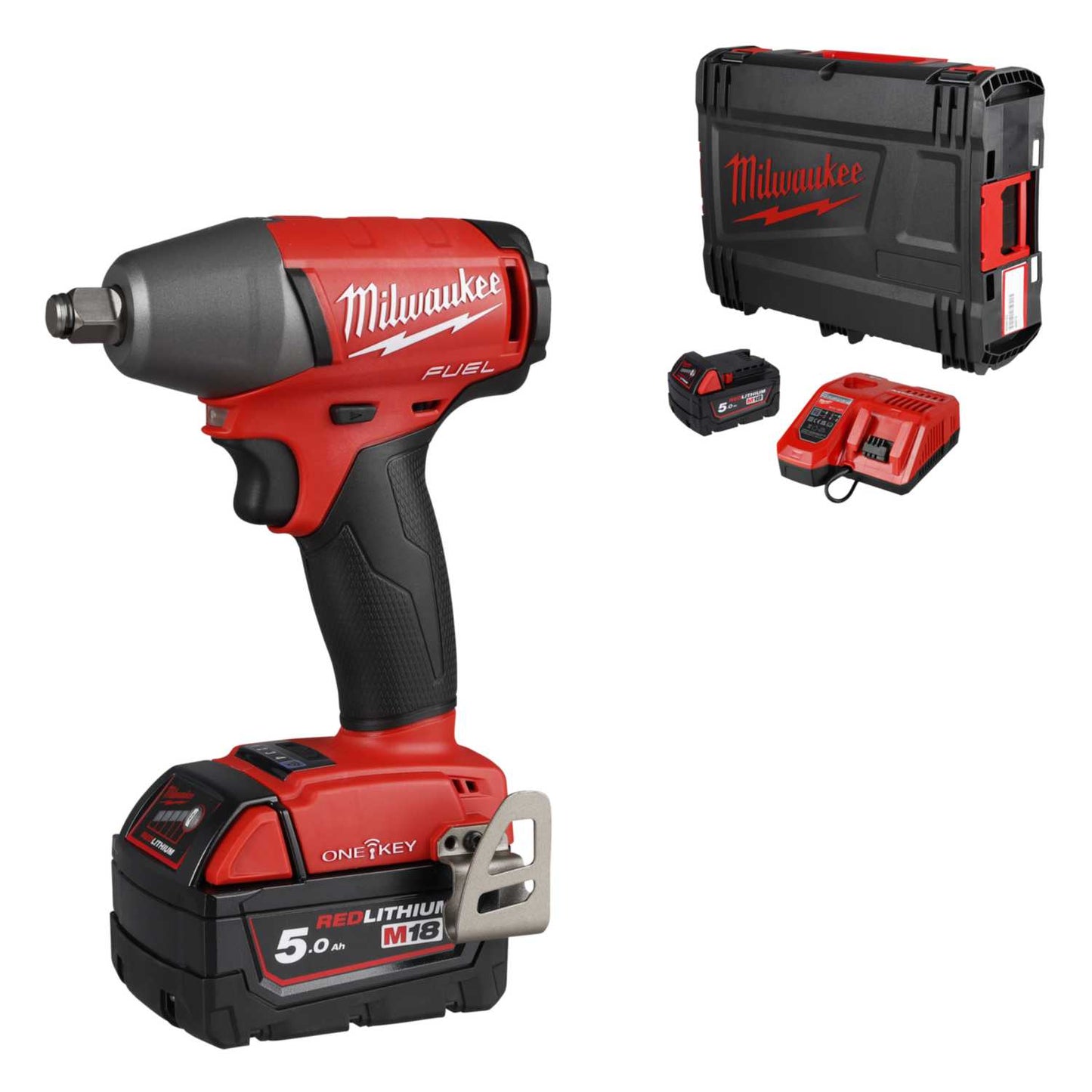 Milwaukee M18ONEIWF12-502X Fuel™ ½" Impact Wrench with 2 x 5.0Ah Batteries