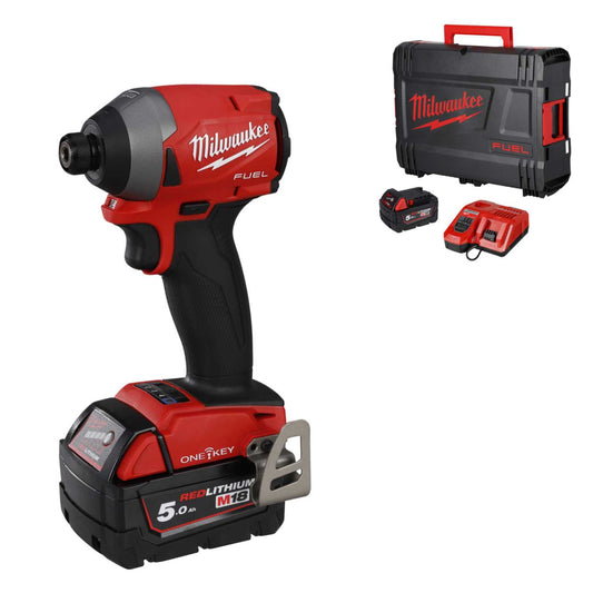 M18ONEID2-502X 18V Fuel™ ONE-KEY™ ¼' Hex Impact Driver with 2 x 5.0Ah Batteries