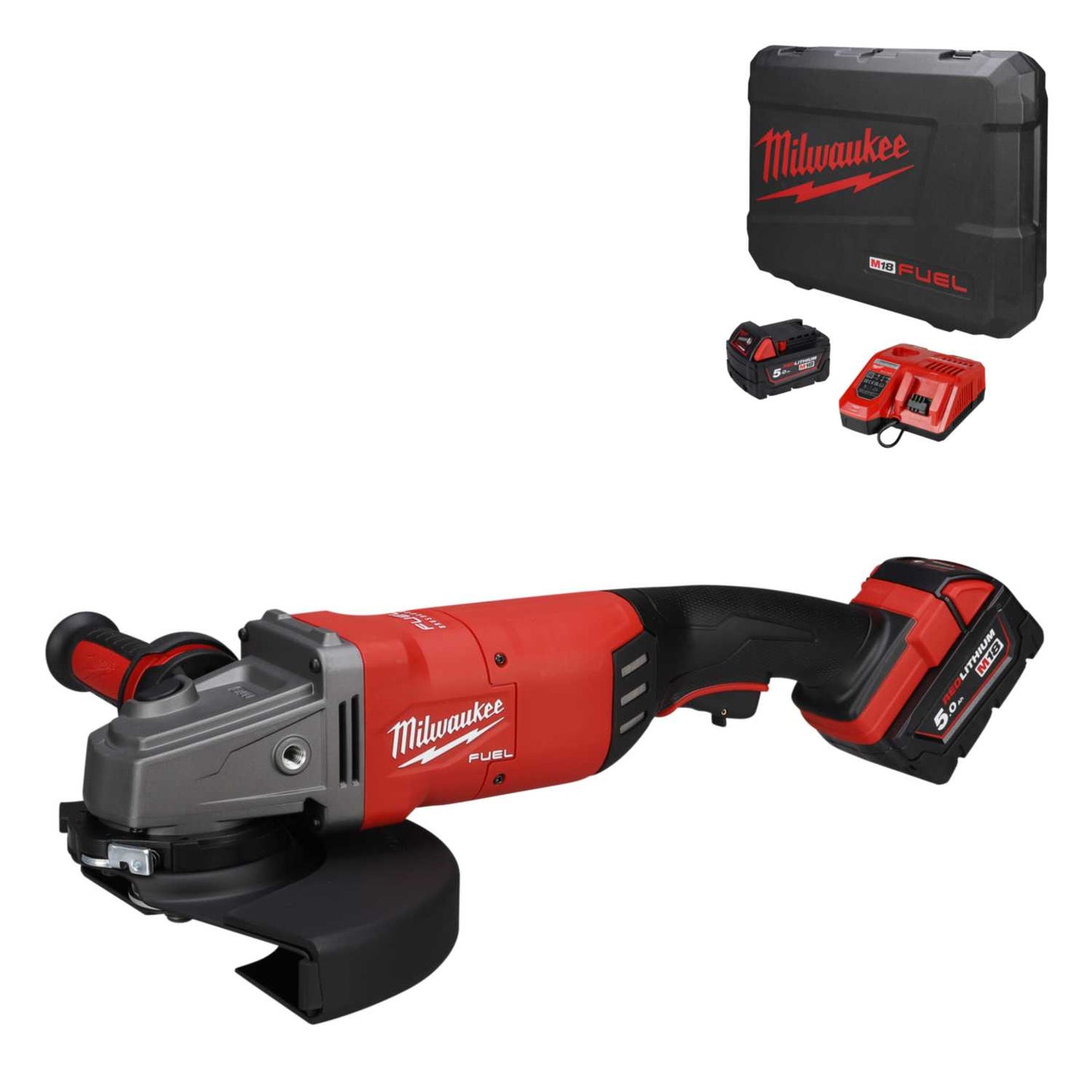 Milwaukee M18FLAG230XPDB-502C 18V Angle Grinder + Paddle Switch with 2 x 5.0Ah Batteries