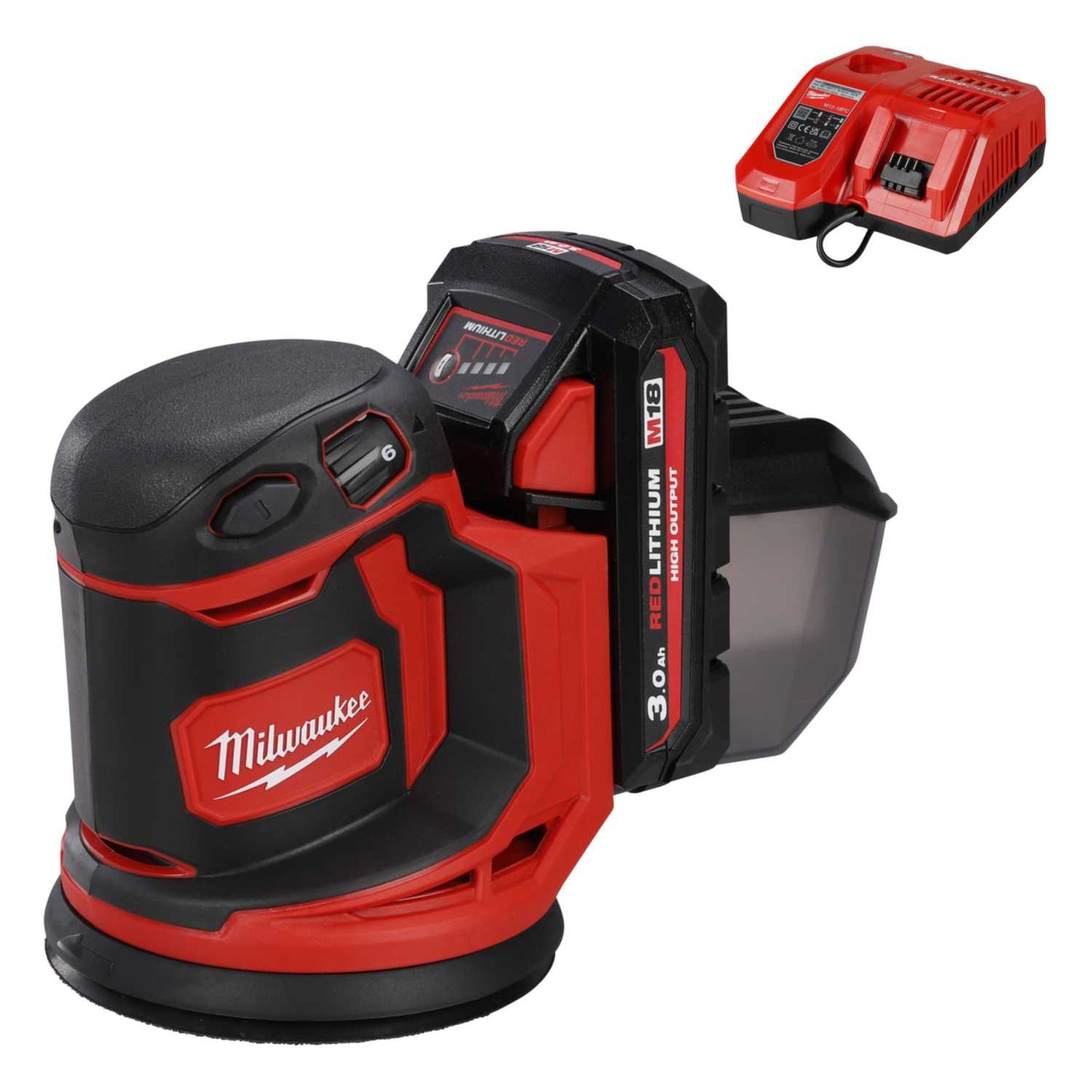 Milwaukee M18BOS125-301 18V 125mm Random Orbital Sander with 1 x 3.0Ah Battery